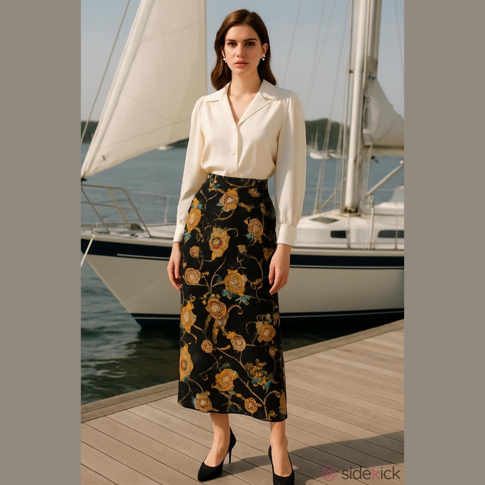 Vintage 70's Sailor Nautical Skirt High waistline Navy Blue Sz 8